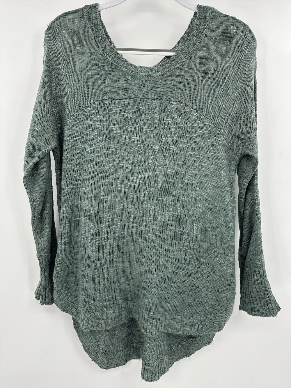 Pink Rose Sage Green Scoop Neck Knit Pullover